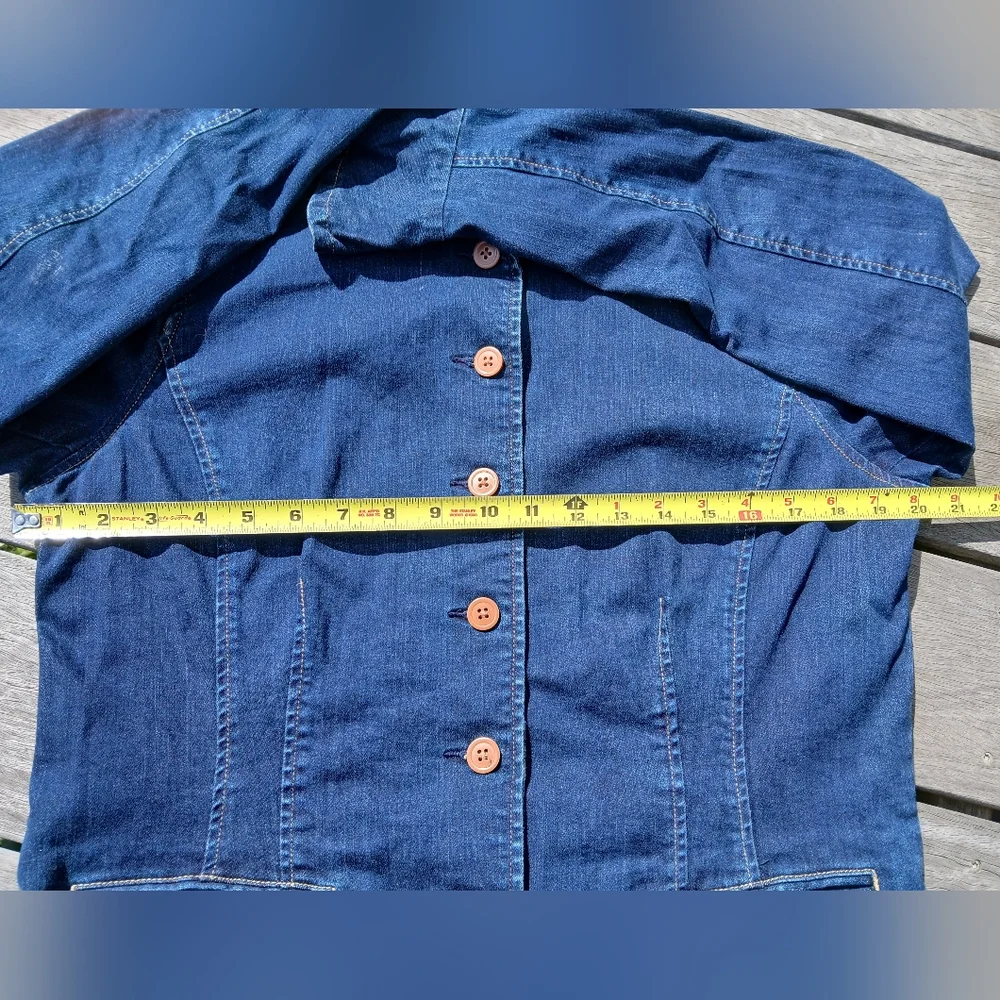 Ralph Lauren Jean Jacket Womens 14 Blue Flared Bell Sleeves Stretch LRL Feminine - Picture 8 of 12